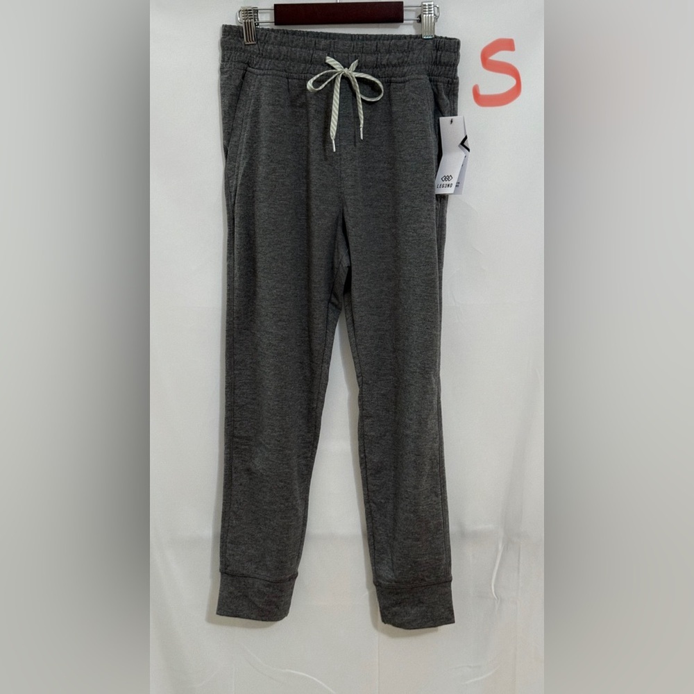 Gray Joggers with Drawstring Waistband and Tapered Legs